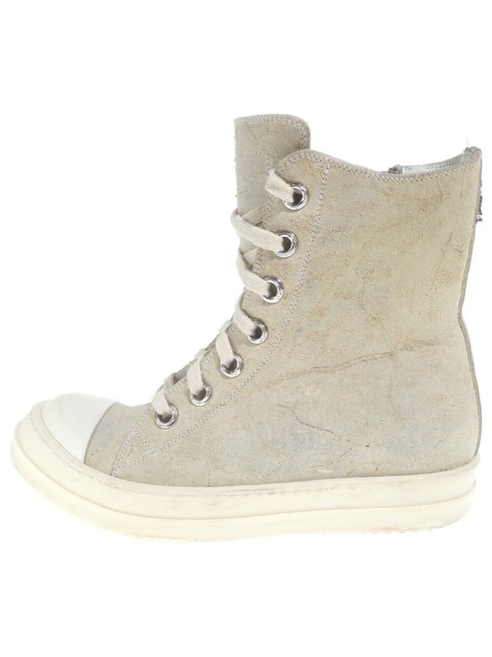 Chrome Hearts Rick Owens Ramones Silver Decorative Leather High Cut Sneakers